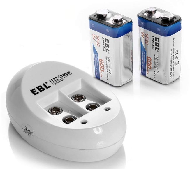 2 Pack of Rechargeable 9 volt Lithium batteries
